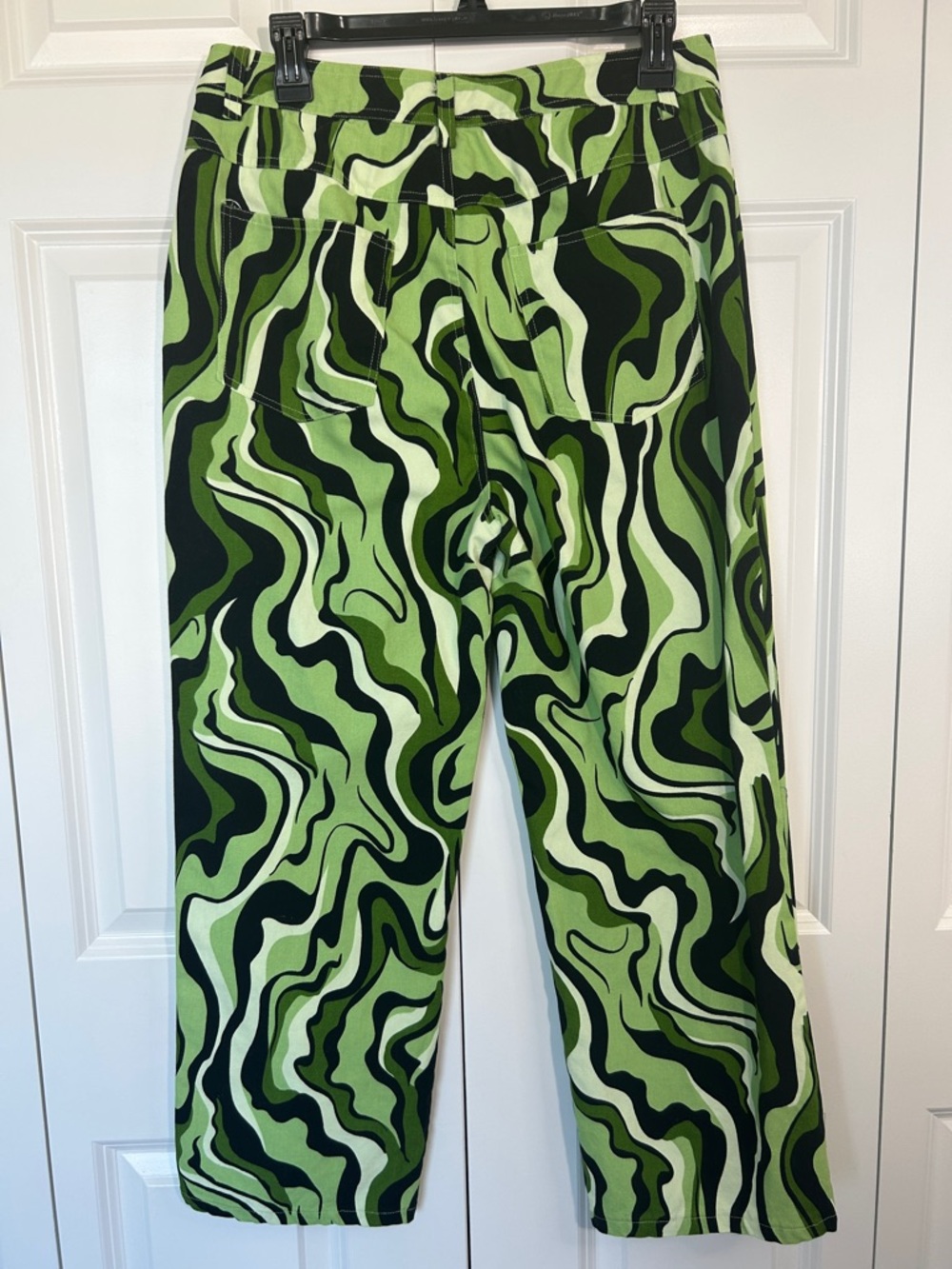 Wide Leg Green Swirl Print Pants - Picture 3 of 7